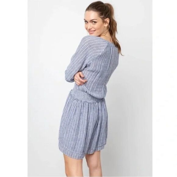 Rails Jasmine Linen Blend Drop Elastic Waist Dress Tibet Stripe Size small - Picture 4 of 10
